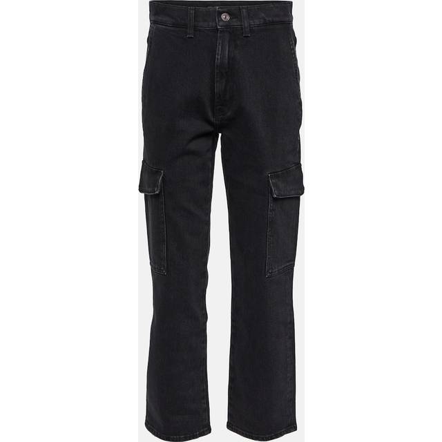 7 For All Mankind Logan Cargo cropped straight jeans - black (UK 6-8)