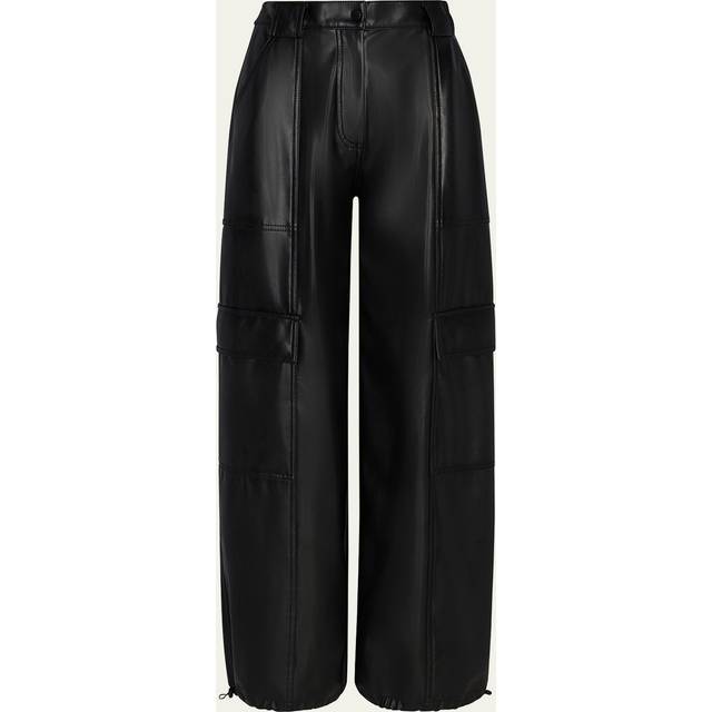 Luxe Vegan Leather Cargo Pants - BLACK - 6