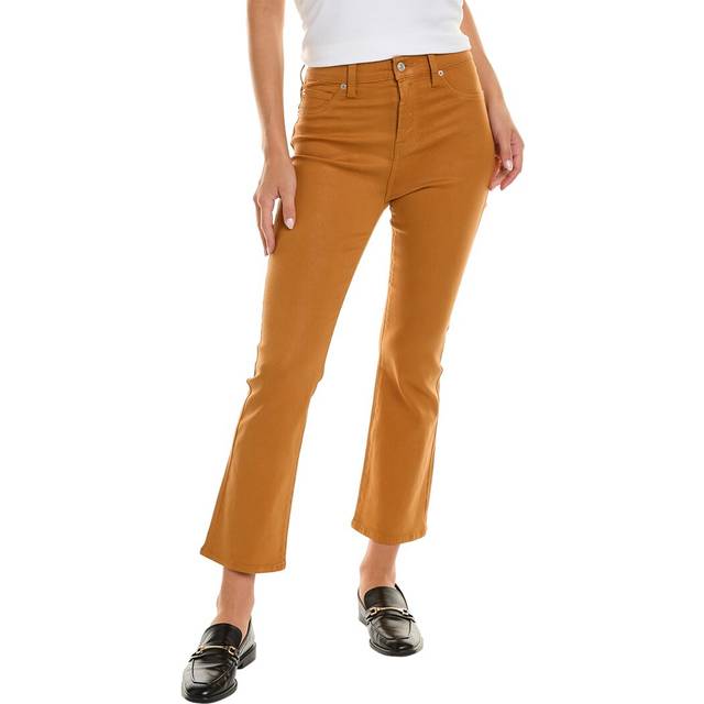 7 For All Mankind Coated Golden Tan High-Rise Slim Kick Jean