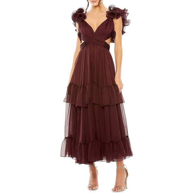Mac Duggal Ruffle Tiered Cut-Out Chiffon Dress