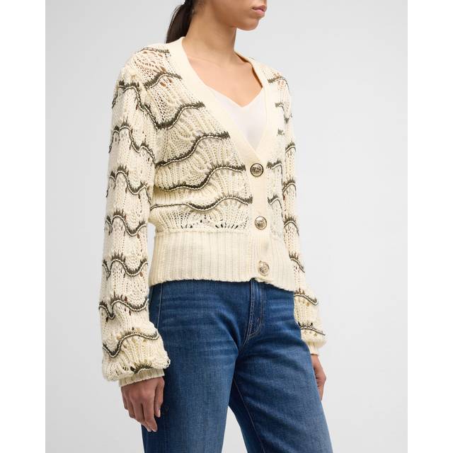 Daniella Wavy Striped Cardigan - IVORY OLIVE COMBO WAVY STRIPE - XX-Large