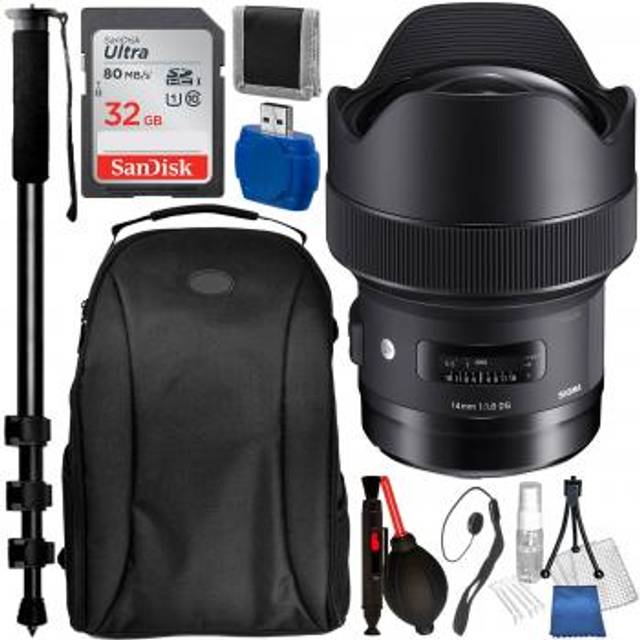 Sigma 14mm f/1.8 DG HSM Art Lens for Nikon F with Accessory Bundle