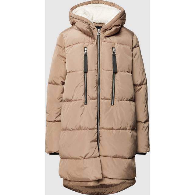 Long Hooded Padded Jacket - beige