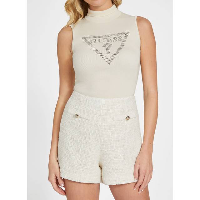 Guess, Shorts, Dam, L, Eleganta shorts med hög midja - beige (L)