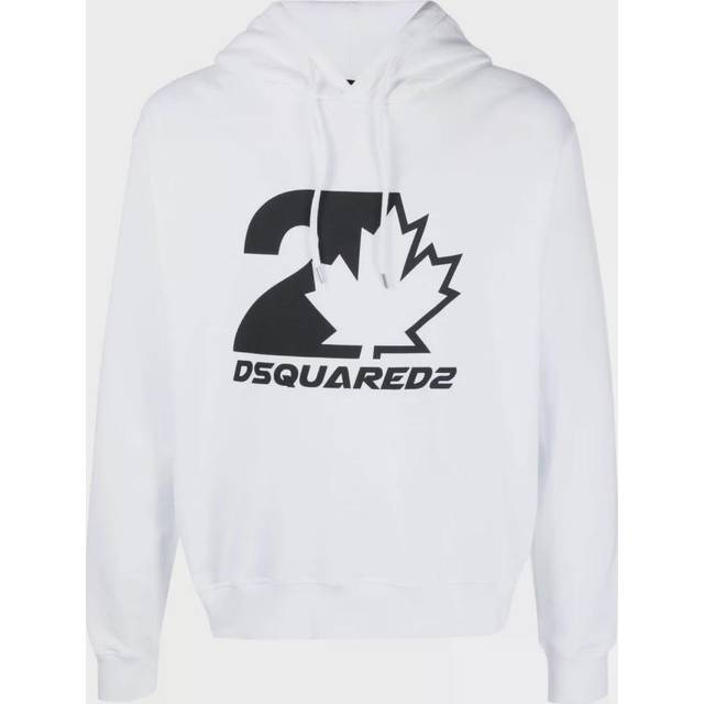 Men's Dsquared2 Cool Fit Maple Leaf Hoodie White - Size: 40/Regular