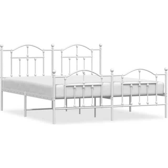 vidaXL Metal Bed Frame without Mattress with Footboard White 180x200cm