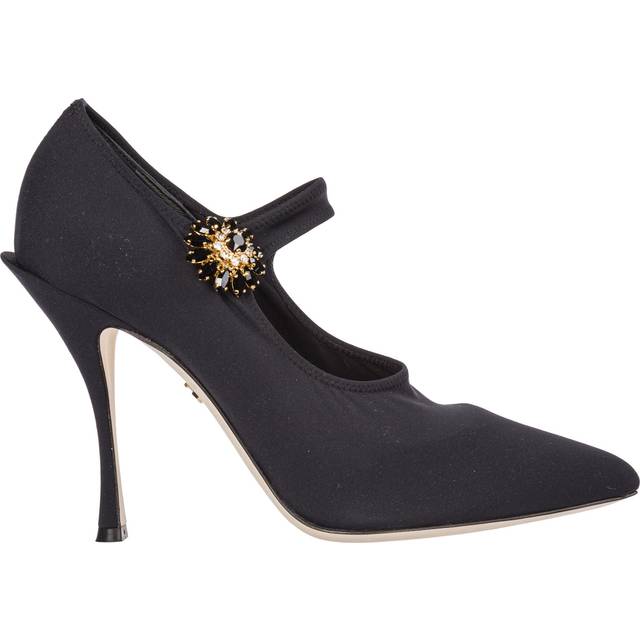 Black Mary Jane Jersey Crystal Pumps Shoes - EU36.5/US6