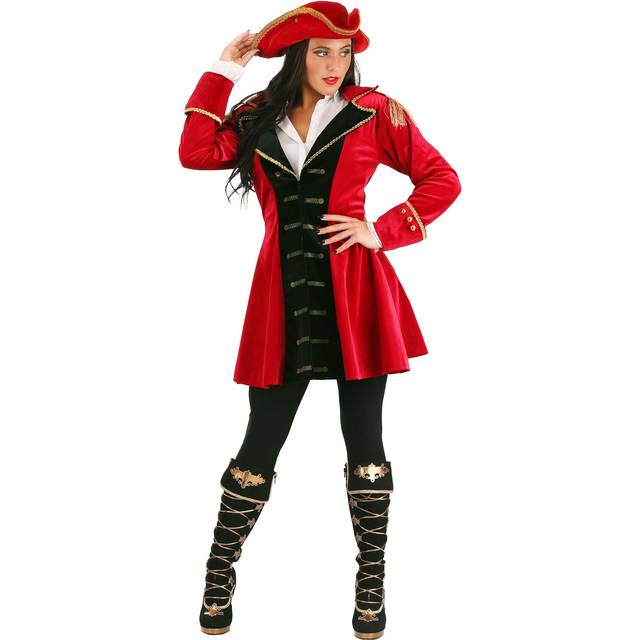 Captain Hook Women's Costume | Women's Pirate Costumes - Black&#47;Brown&#47;Red (L)