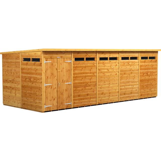 Powersheds Pent Roof Double Door Security Shed 20ft x 8ft - Golden Brown
