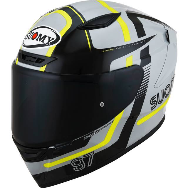 Suomy Track-1 Ninety Seven, full face helmet , color: Light Grey/Yellow/Black , size: XL