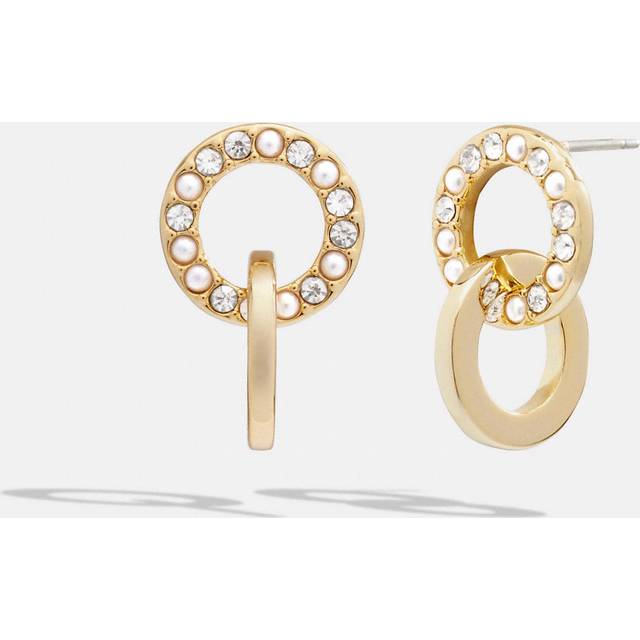 Coach Womens Interlocking Open Circle Pearl Huggie Earrings - Multicolour - One Size