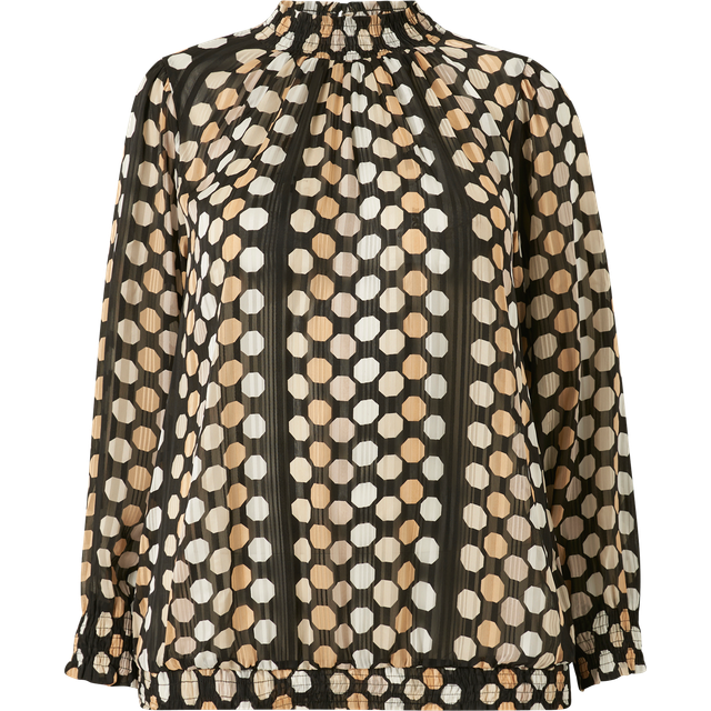 Zizzi - Blus mLucy L/S Smock Blouse - Svart