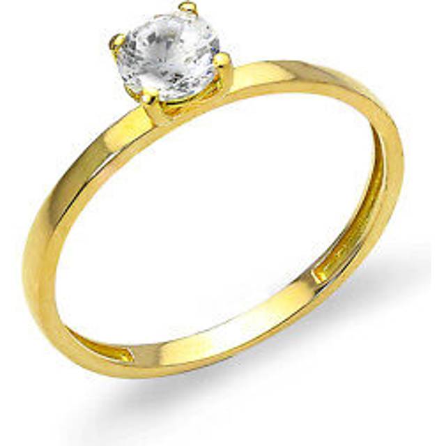 9ct gold & 5mm cz crystal engagement band stacking ring / size i - o / rings