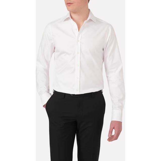 Slim fit cut away twillskjorta optical white