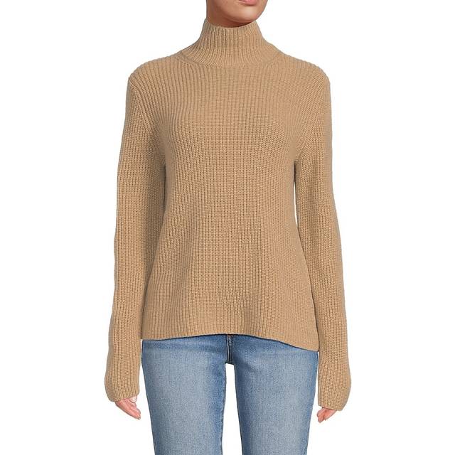 Beige Cashmere Shaker Turtleneck Jumper (L)