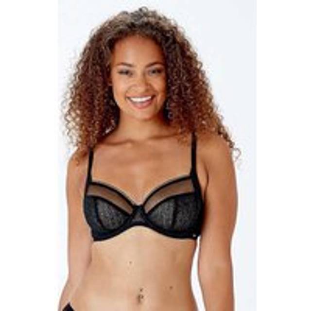 Pretty Polly Womens LPAXH8 Delicate Lace Underwired Balcony Bra - Black - Size 30D