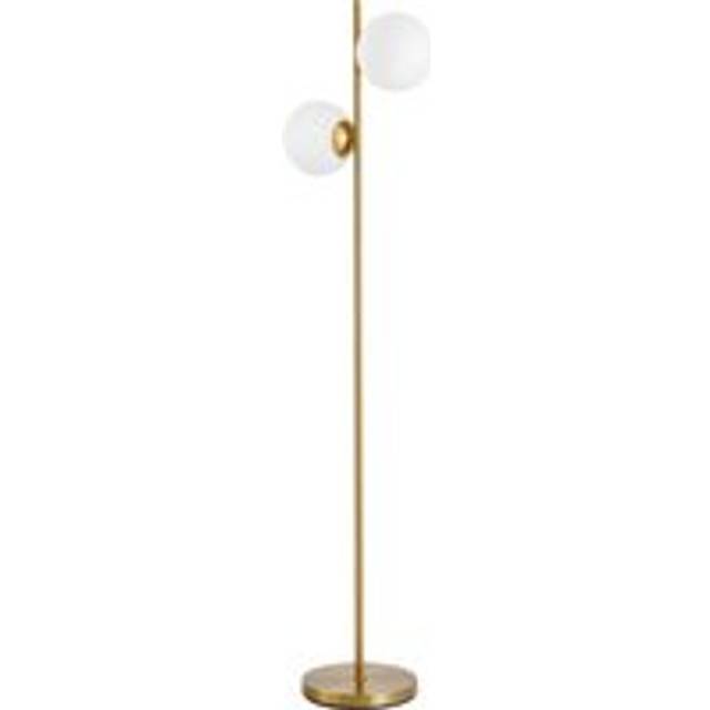 2 glass shade floor lamp metal pole modern decorative w/ floor switch furnishing