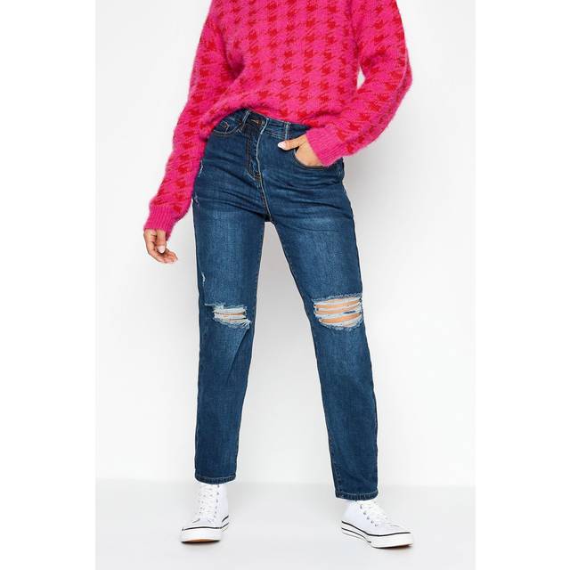 Pixiegirl Petite Blue Distressed Mom Jeans 27" > 12 Pixiegirl | Petite Women's Mom Jeans - 27" 12