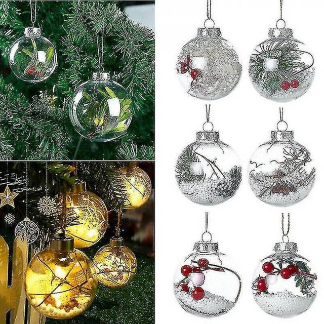 36pcs Clear Plastic Ball Baubles Sphere Fillable Christmas Tree Ornament Xmas