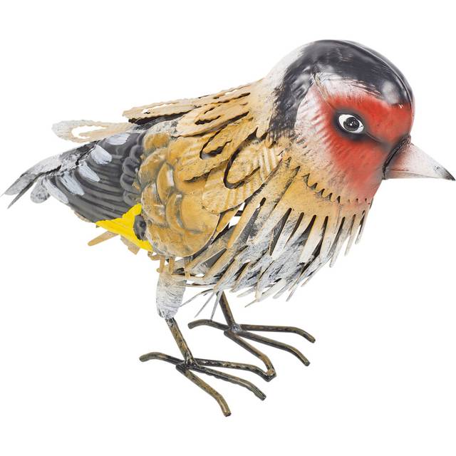 (Small Red Bird) Metal Birds Weather Resistant Pond Lawn Ornament Decor