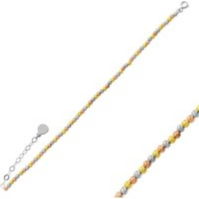 Womens Handmade Beaded Three Color Sterling Silver Bracelet - Grey - One Size