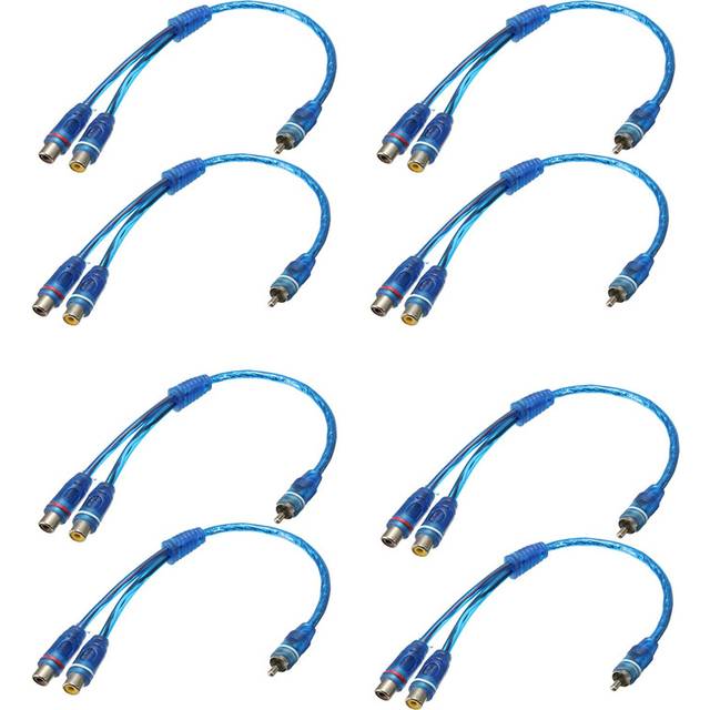 8X RCA Phono Y Splitter Lead Adapter Cable 1 Male to 2 Female Car Connector 30cm