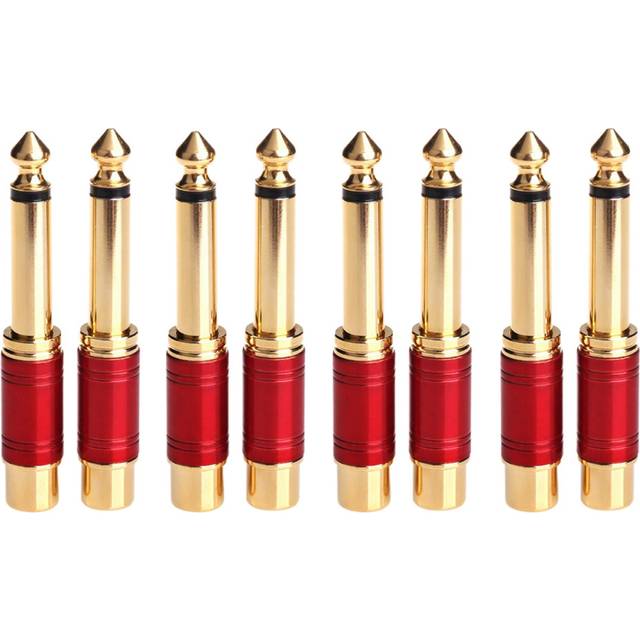 6.35mm 1/4 Inch Male Mono to RCA Female Interconnect Audio Adapter Conversion Plug (Red 8 Pack)