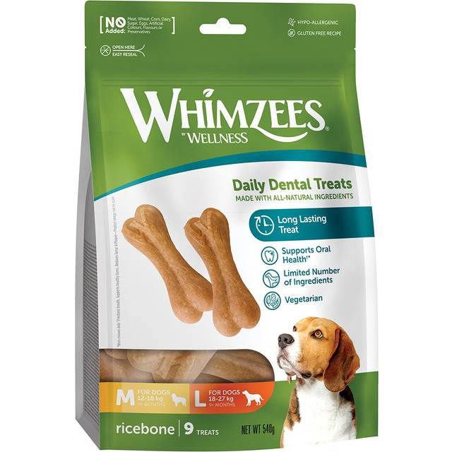 Whimzees by Wellness Ricebones - Size M/L: for medium and large dogs (12 - 27 kg, 20 Snacks)