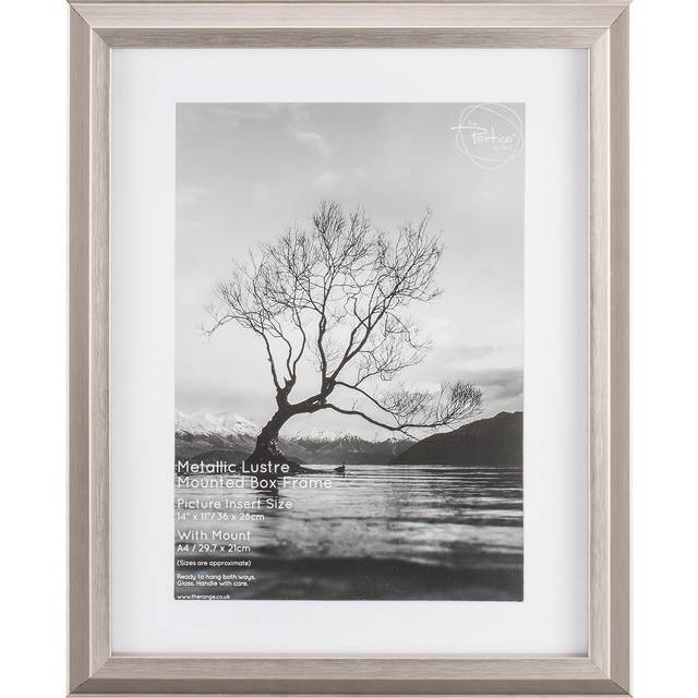 The Port. Co Gallery Metallic Lustre Mounted Box Photo Frame A4 - Silver
