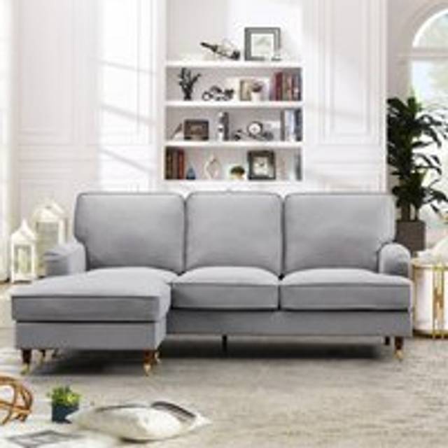 Artemis Home Woodbury U-shaped Velvet Corner Sofa - Grey, Grey