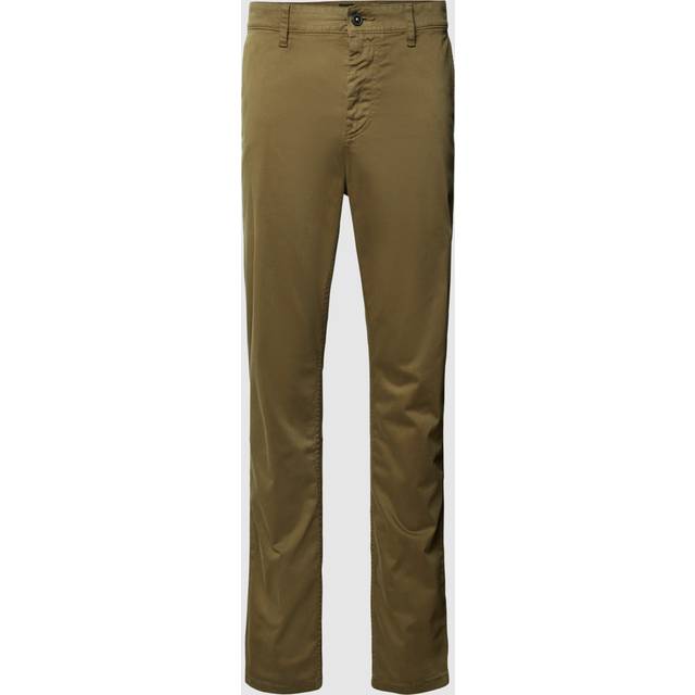 Tapered-fit chinos in stretch-cotton satin - Dark Brown