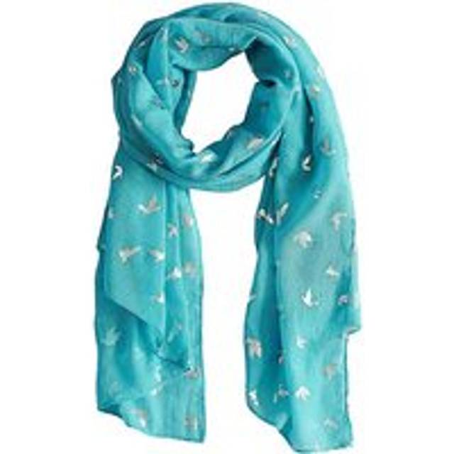 Intrigue Turquoise Blue Silver Swallow Metallic Scarf