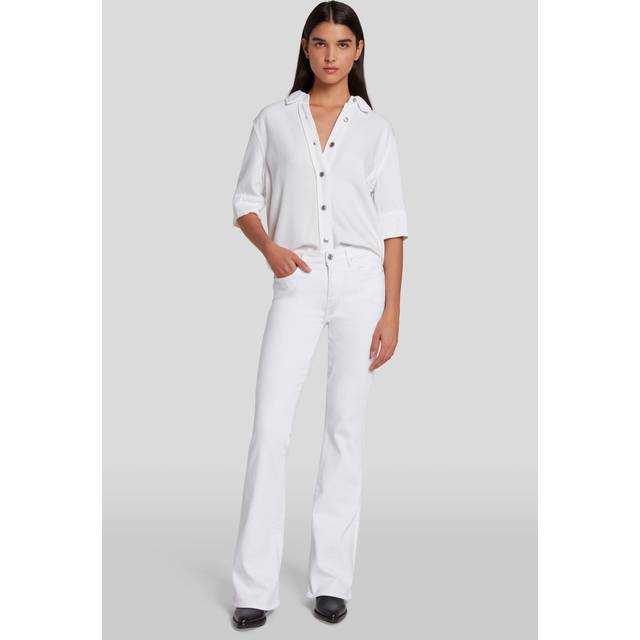 White Mid Rise Flared Jeans (28)