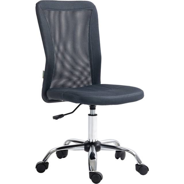 Vinsetto Armless Office Chair with Adjustable Height Mesh Back Wheels Dark Grey