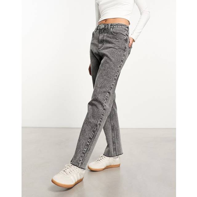 ASOS DESIGN – Ljusblå, ankellånga, raka jeans med medelhög midja-Grå/a