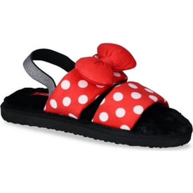Minnie Mouse 875131-size9 Polka Dots & Bows Women Fuzzy Slippers - Size 9