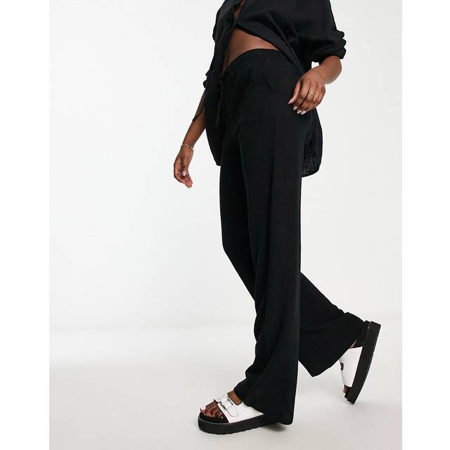 Stradivarius Flowing linen blend trousers Black L