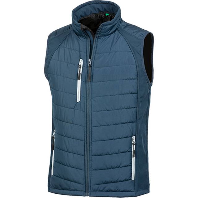 (L, Navy/Grey) Result Mens Black Compass Padded Soft Shell Gilet