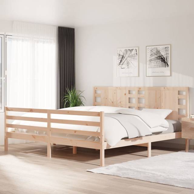 vidaXL Bed Frame without Mattress 200x200 cm Solid Wood Pine - Brown