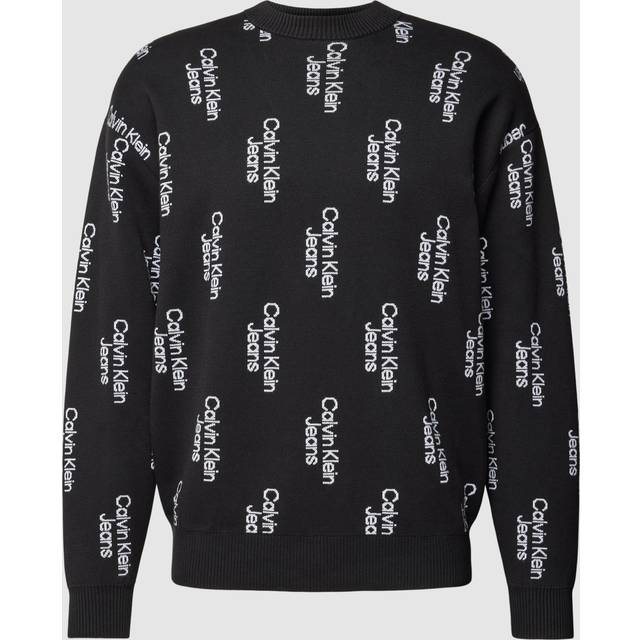 Calvin Klein Stacked Logo All-Over-Print Sweatshirt - Black/white