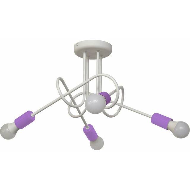 Helam Lighting - Helam Oxford Multi Arm Semi Flush Ceiling Light White, Purple 44cm