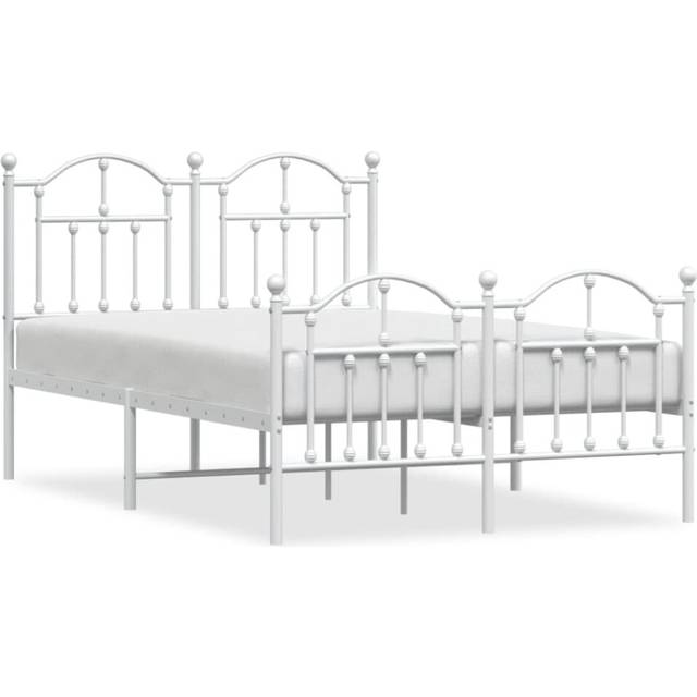 vidaXL Metal Bed Frame without Mattress with Footboard White 120x190cm
