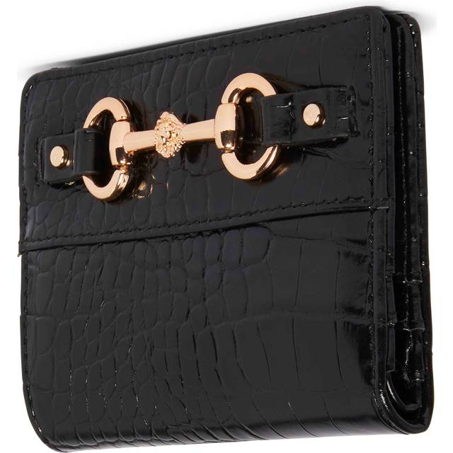 Anne Klein Women's AK Small Croco Horsebit Snap Wallet in Black size 4.5"
