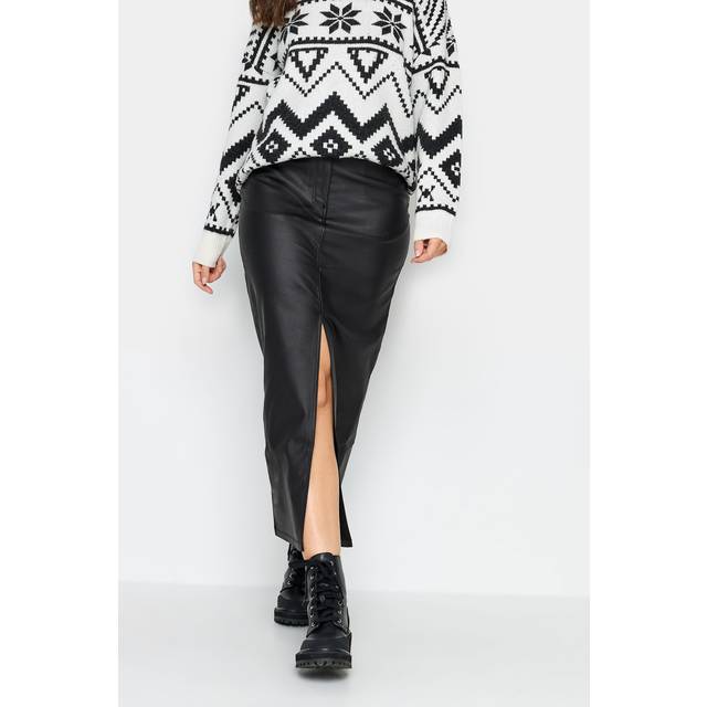 Lts Tall Black Coated Midi Skirt 18 Lts | Tall Women's Midi Skirts