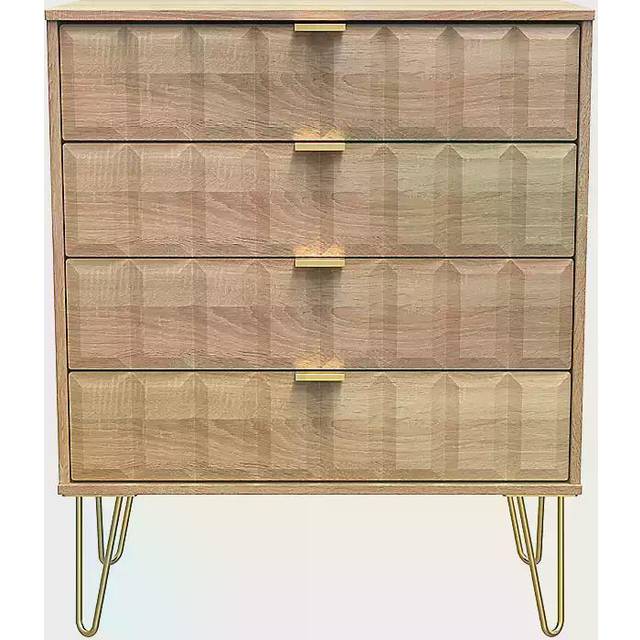 Welcome Furniture Ready Assembled Cuba 4 Drawer Chest - Bardolino Oak, Brown