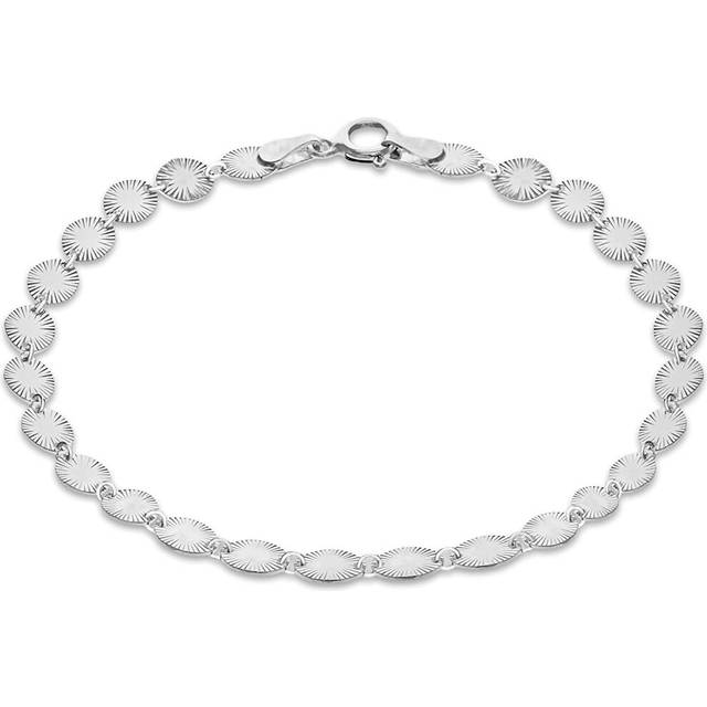 Tuscany Silver Sterling Silver Patterned Oval Disc Bracelet