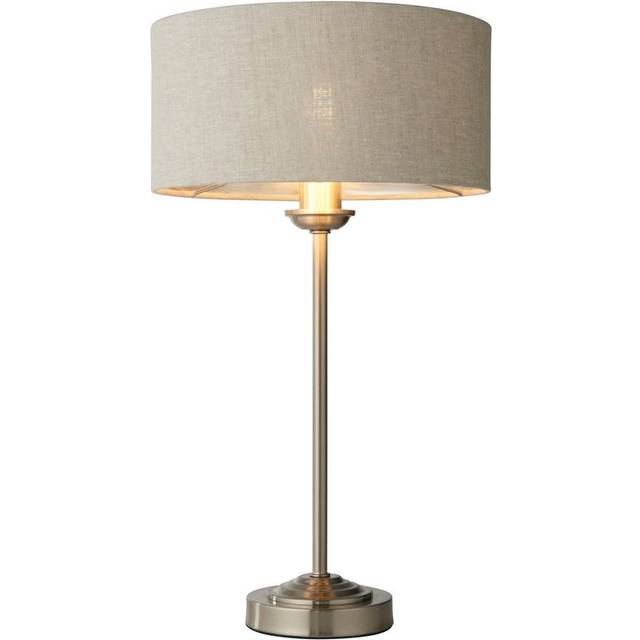Endon 100646 Highclere 1 Light Table Lamp Brushed Chrome Plate And Nat