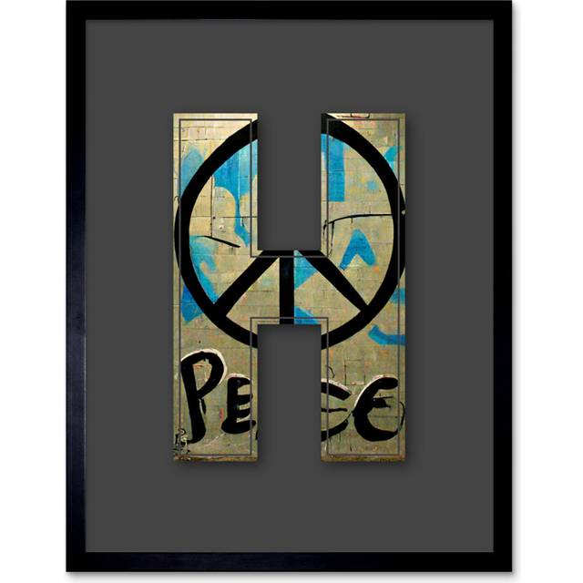 Letter H Peace Sign by Sha & Koko - Picture Frame Graphic Art (25.9cm H X 20.6cm W)
