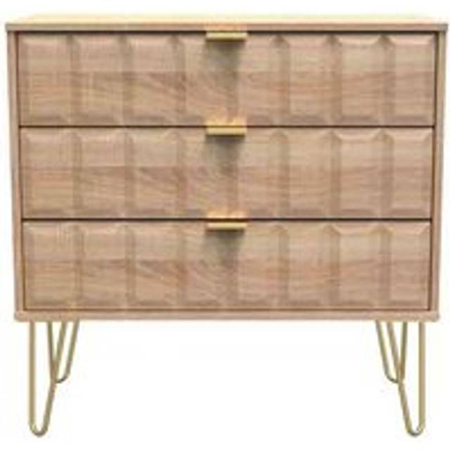 Welcome Furniture Ready Assembled Cuba 3 Drawer Chest - Bardolino Oak, Brown