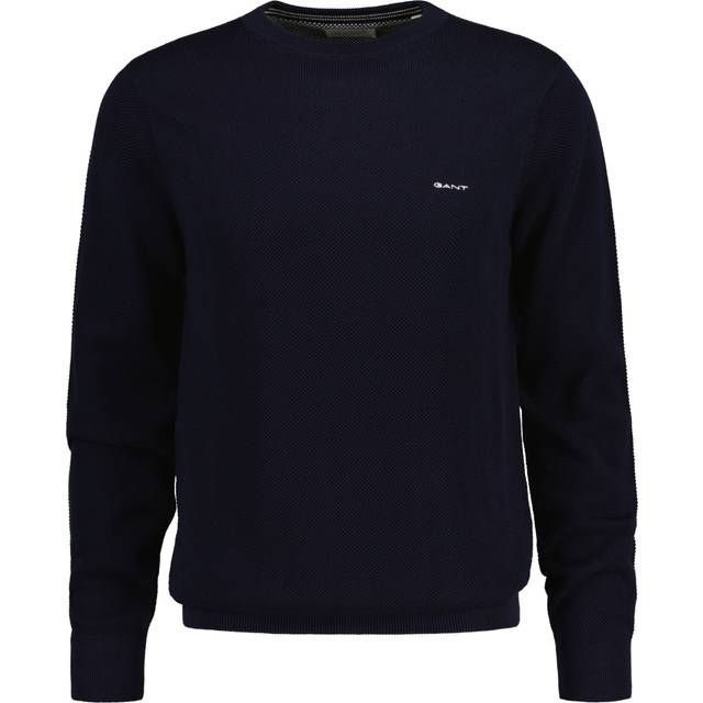 Cotton Pique Crew Neck Herr, EVENING BLUE, M